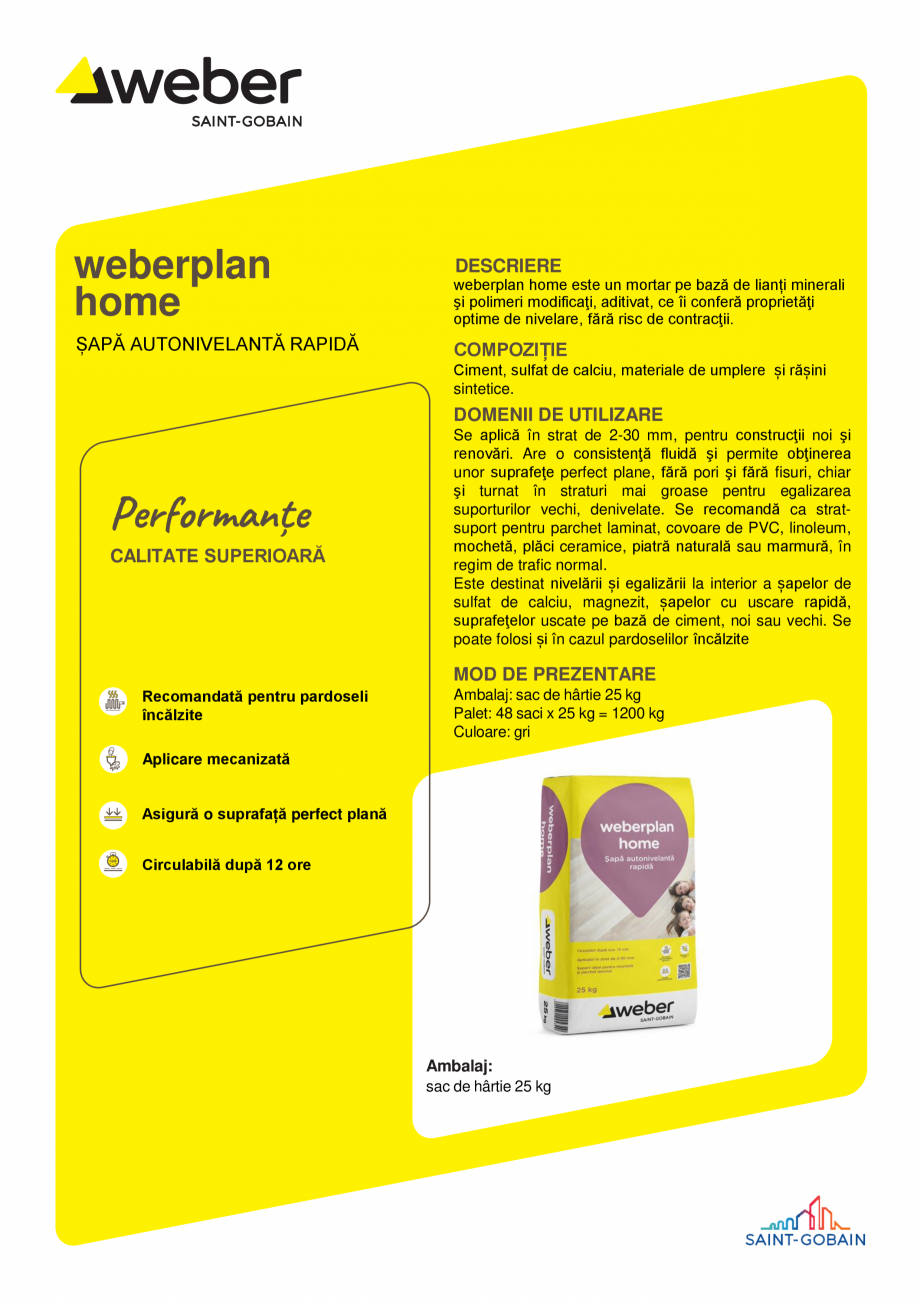 Pagina 1-Sapa autonivelanta rapida WEBER weberplan home Fisa tehnica Romana weberplan
home
ȘAPĂ...
