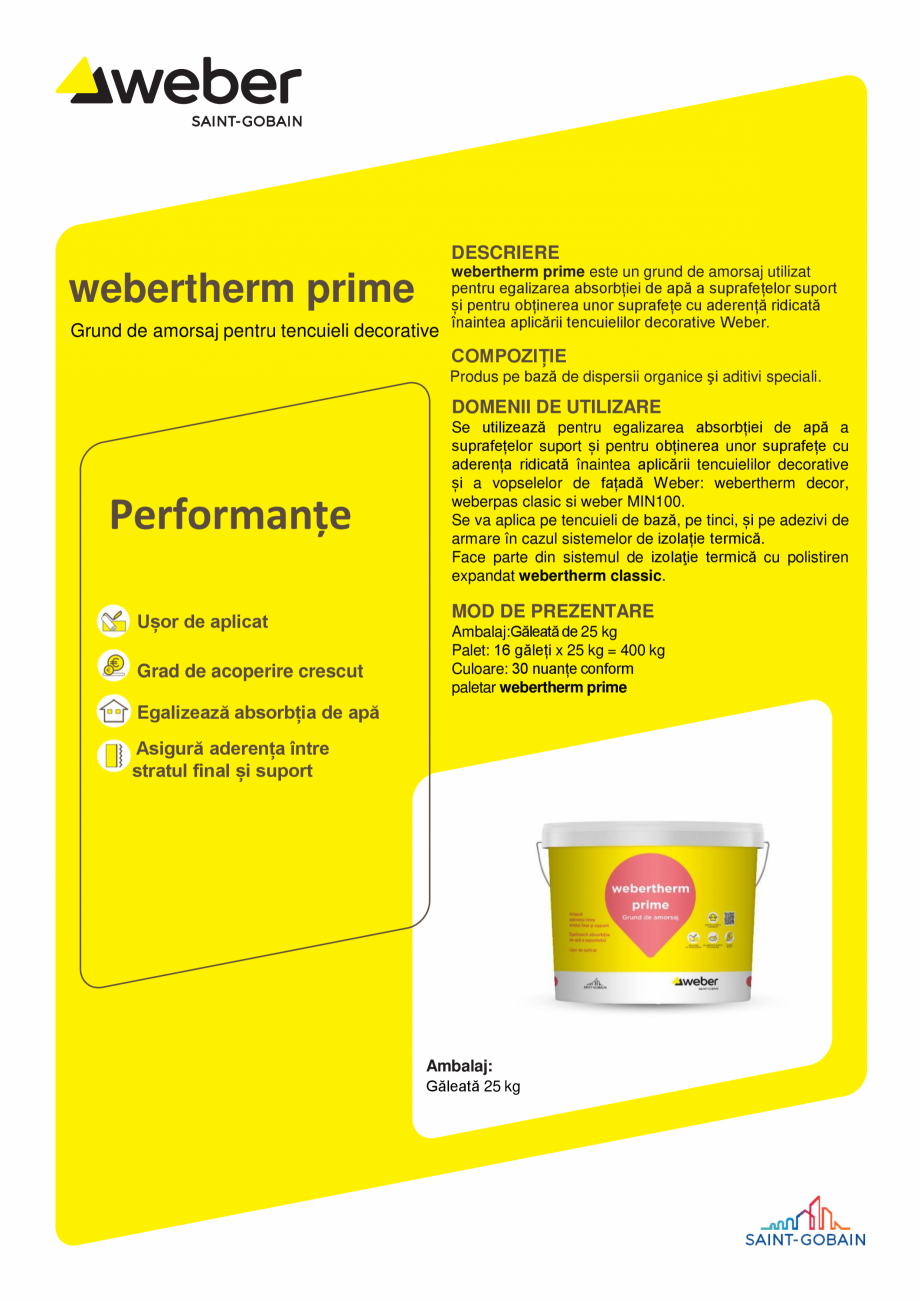 Pagina 1-Grund de amorsaj pentru tencuieli decorative WEBER webertherm prime Fisa tehnica Romana DESCRIERE
...