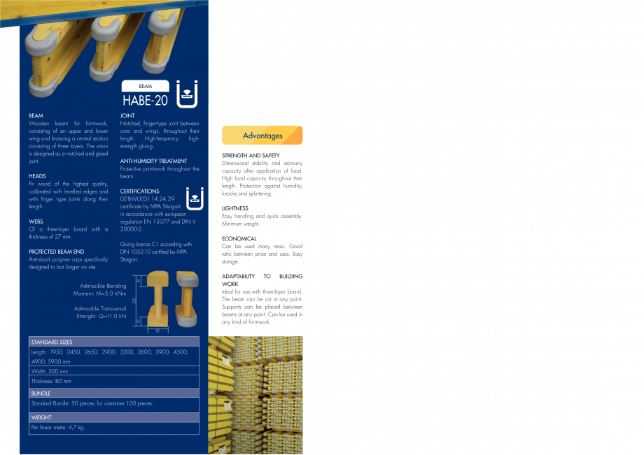 Pagina 2-Catalog grinzi de cofrare Lana WELDE  H20 Fisa tehnica BS
Of a three-layer board with a
thickness of...