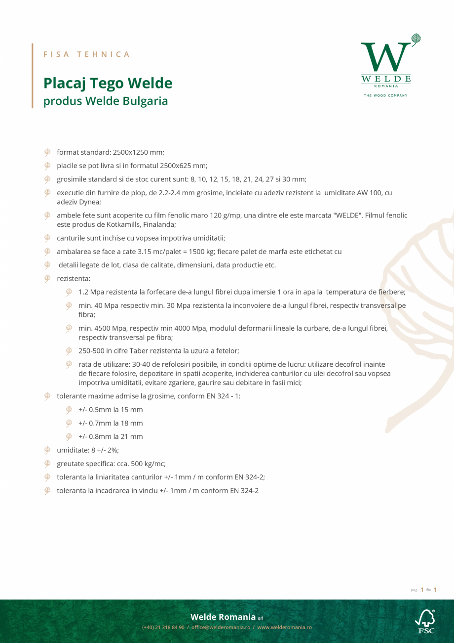 Pagina 1-Placaj Tego WELDE Fisa tehnica Romana F I S A

T E H N I C A

Placaj Tego Welde
produs Welde...