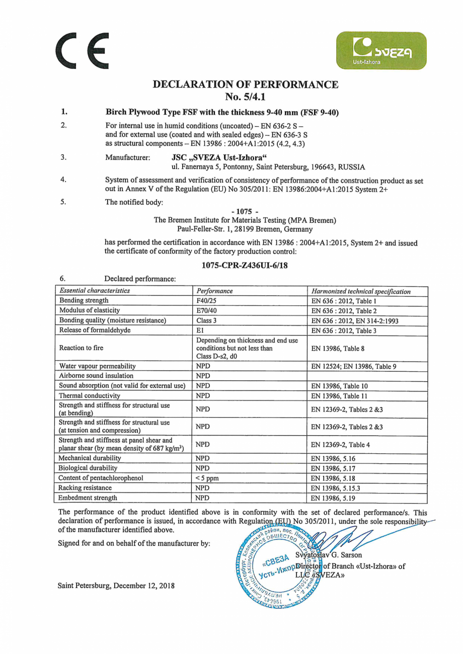 Pagina 2 - Declaratie de performanta WELDE Fete panouri metalice Certificare produs Engleza 