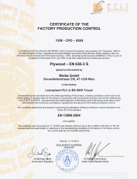 Certificat control productie placaj in fabrica