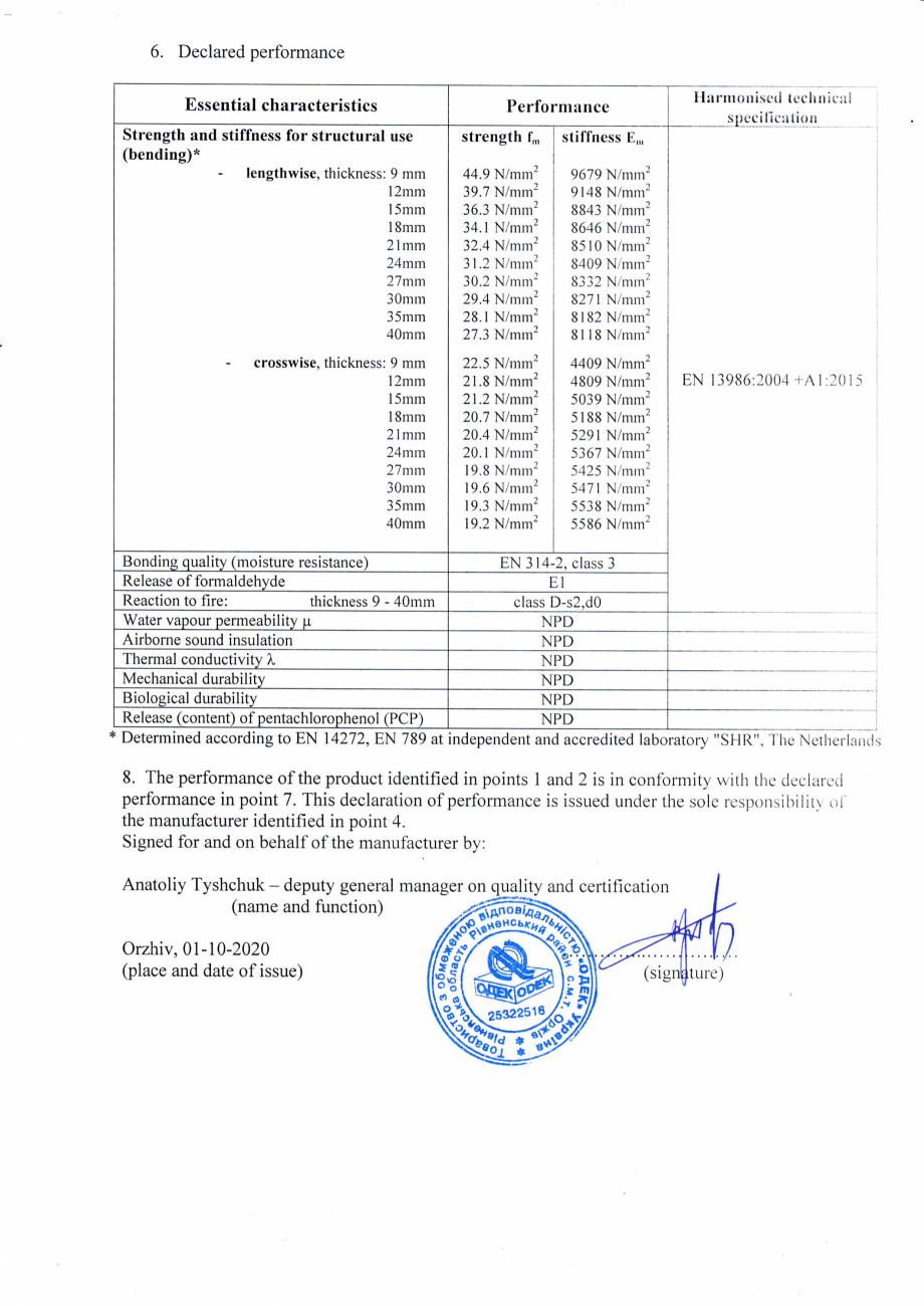 Pagina 2-Declaratie de performanta ODEK "A" EN 636-3 S WELDE Certificare produs Engleza _,

