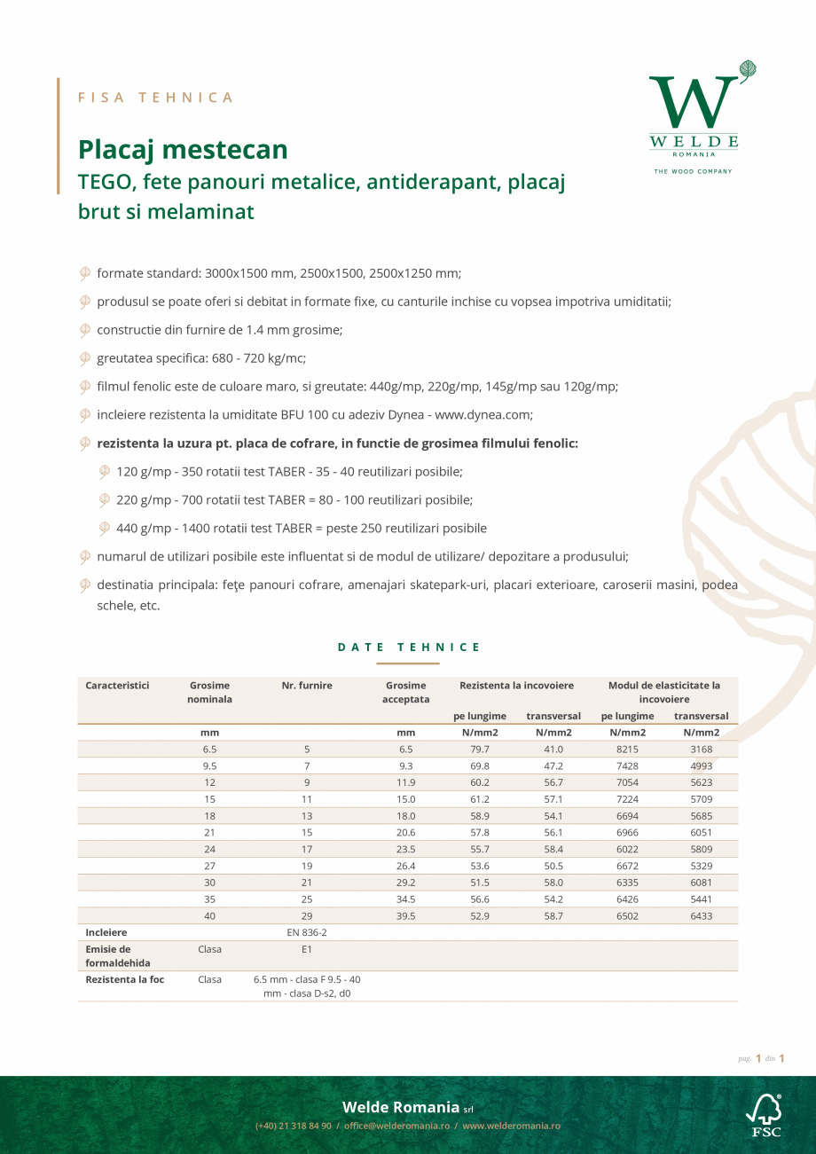Pagina 1-Placaj antiderapant pentru caroserii auto, scene, schele, skate-park WELDE Fisa tehnica Romana F I S...