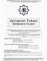 Agrement tehnic AT 001SB-02/1176-2025 usi Bencomp