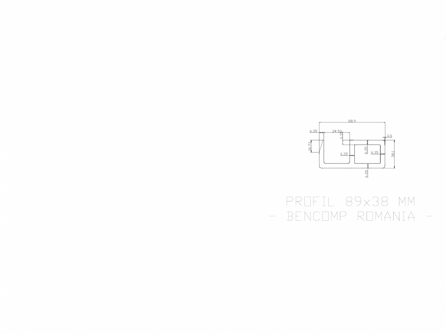 Pagina 1 - CAD-DWG Profil lemn compozit WPC 89x38 mm BENCOMP Detaliu de produs 