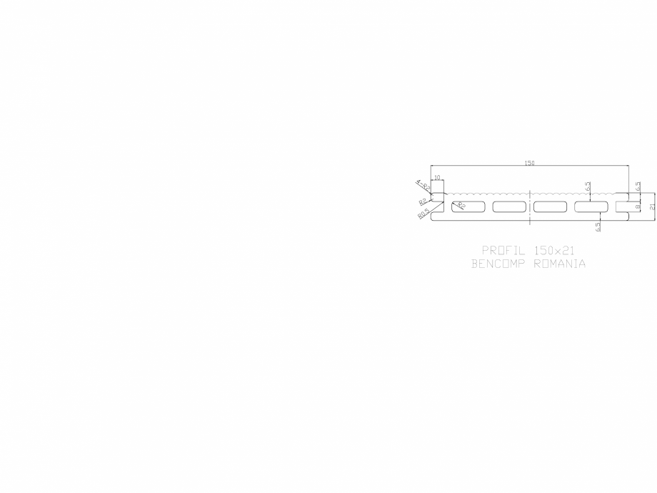 Pagina 1-CAD-DWG Profil lemn compozit WPC 150x21 mm BENCOMP Detaliu de produs 