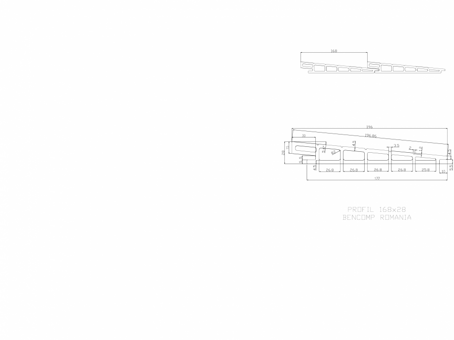 Pagina 1-CAD-DWG Profil lemn compozit WPC 168x28 mm BENCOMP Detaliu de produs 