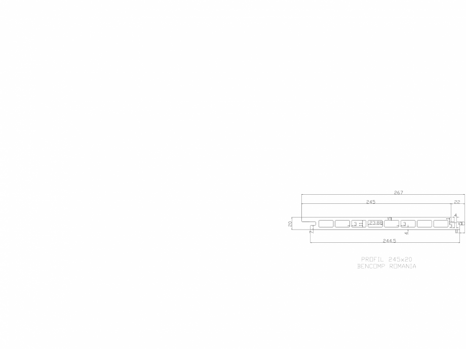 Pagina 1-CAD-DWG Profil lemn compozit WPC 245x20 mm BENCOMP Detaliu de produs 