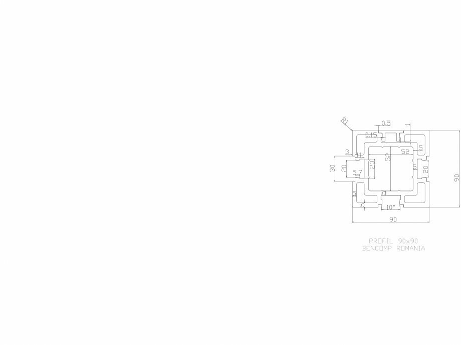 Pagina 1-CAD-DWG Profil lemn compozit WPC 90x90 mm BENCOMP Detaliu de produs 