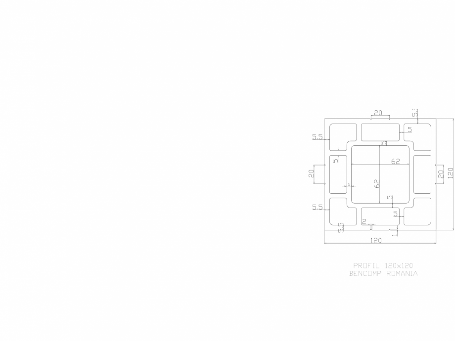 Pagina 1-CAD-DWG Profil lemn compozit WPC 120x120 mm BENCOMP Detaliu de produs 