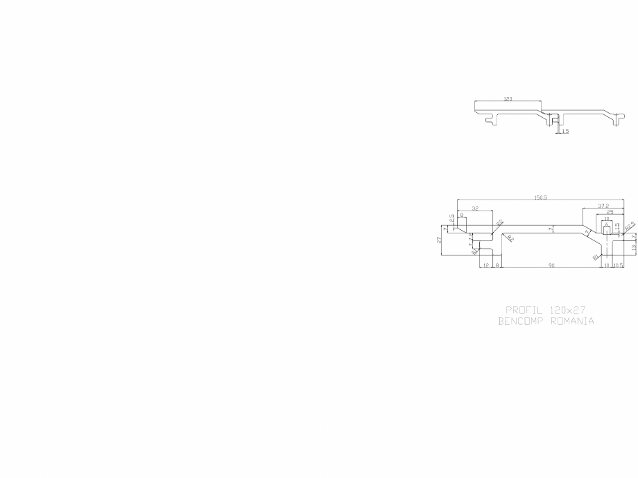 Pagina 1-CAD-DWG Profil lemn compozit WPC 120x27 mm BENCOMP Detaliu de produs 