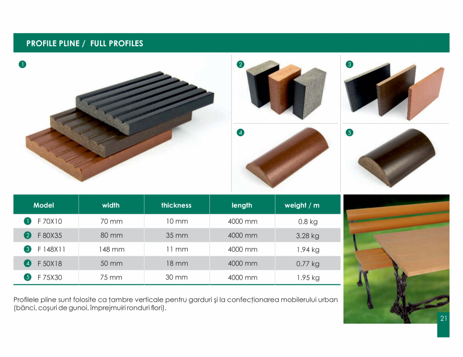 Pagina 21-Garduri din lemn compozit WPC BENCOMP Catalog, brosura Romana 
