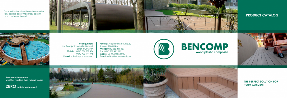 Pagina 1-Mobilier urban si de gradina din lemn compozit WPC BENCOMP Catalog, brosura Engleza Composite deck...