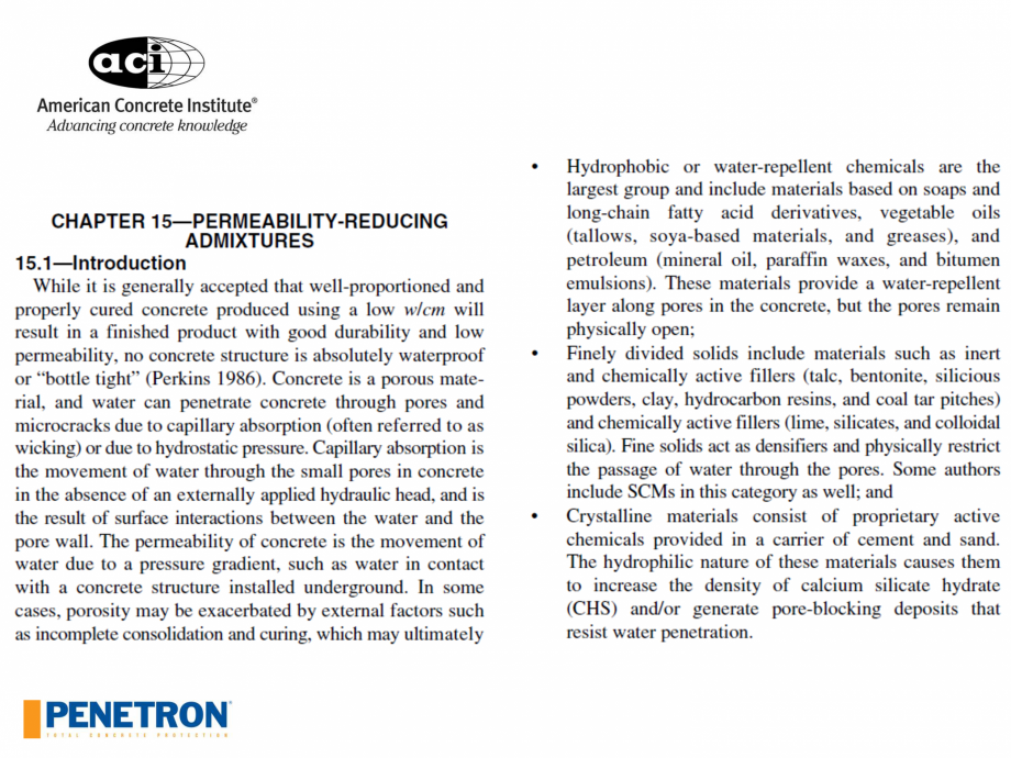 Pagina 20-PENETRON - Durabilitatea betonului  Catalog, brosura Engleza 