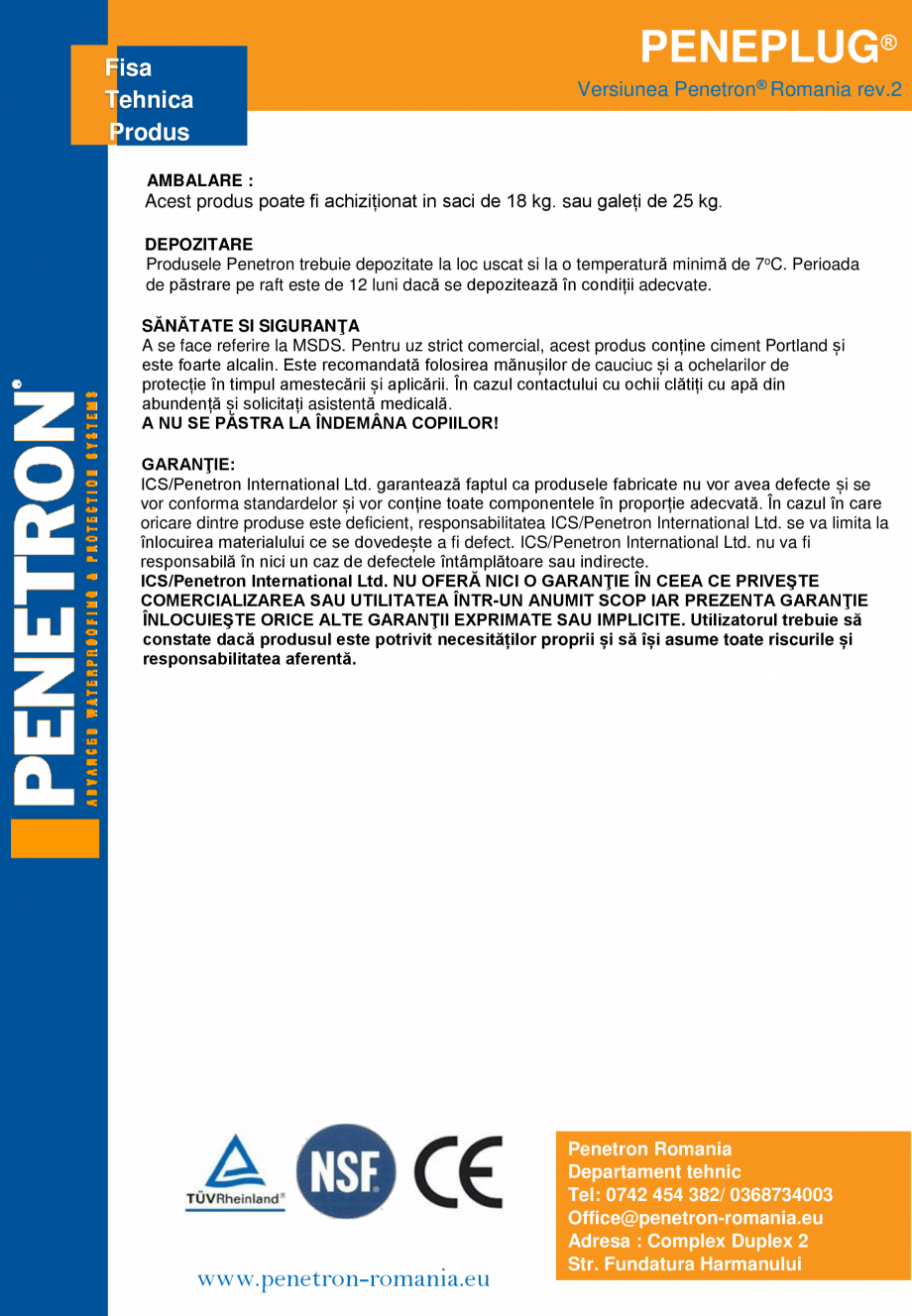 Pagina 2-Material de hidroizolare cu intarire rapida pentru beton, zidarie, ceramica, piatra PENETRON...