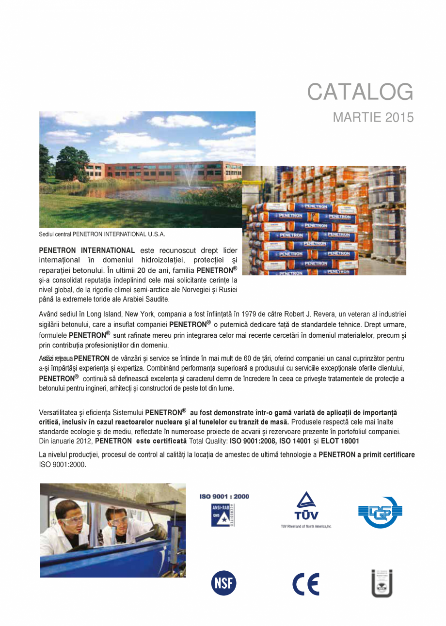 Pagina 2-Sistemul PENETRON pentru impemeabilizarea betonului PENETRON PENETRON ADMIX, PENETRON, PENETRON...