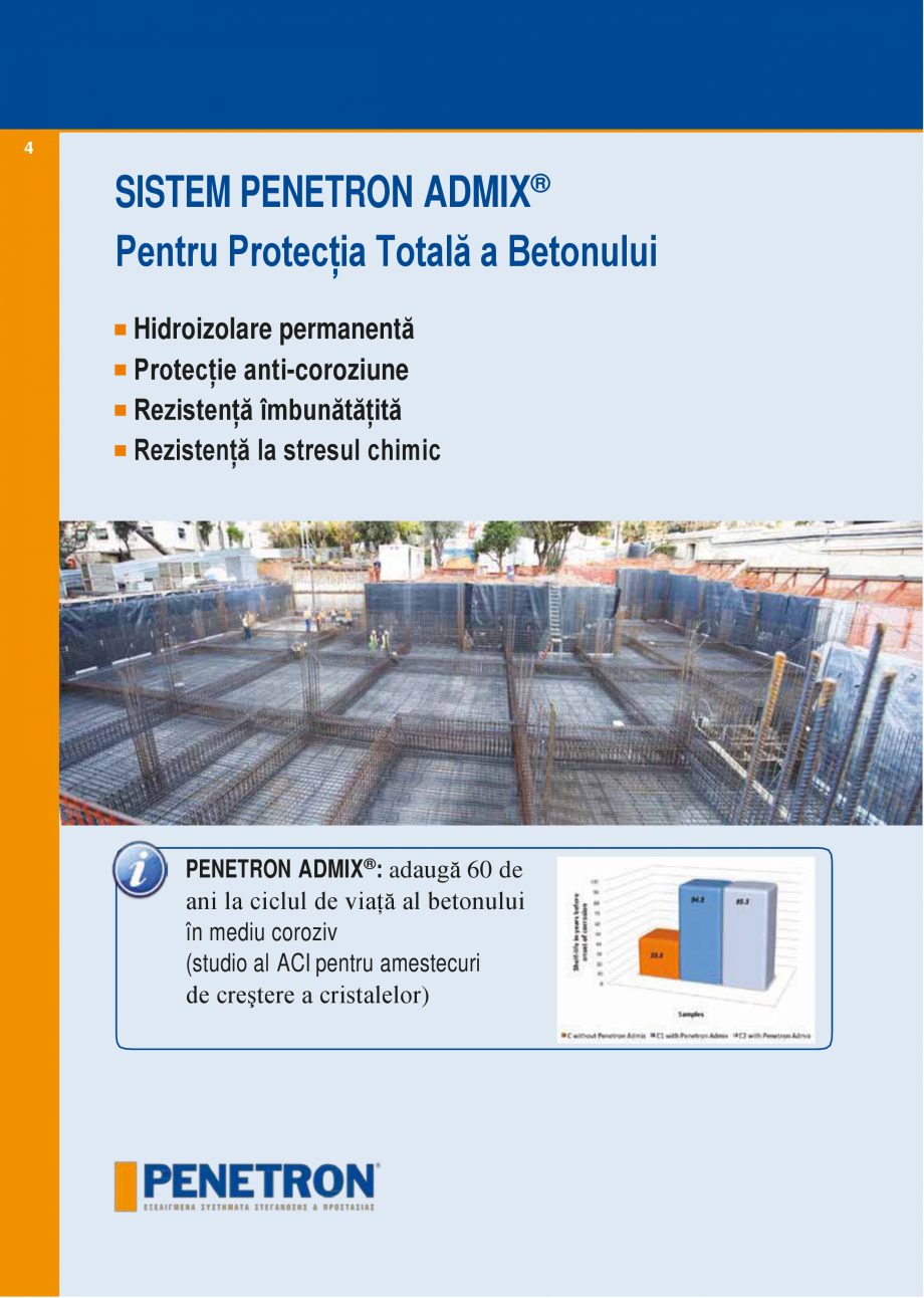 Pagina 3-Sistemul PENETRON pentru impemeabilizarea betonului PENETRON PENETRON ADMIX, PENETRON, PENETRON...