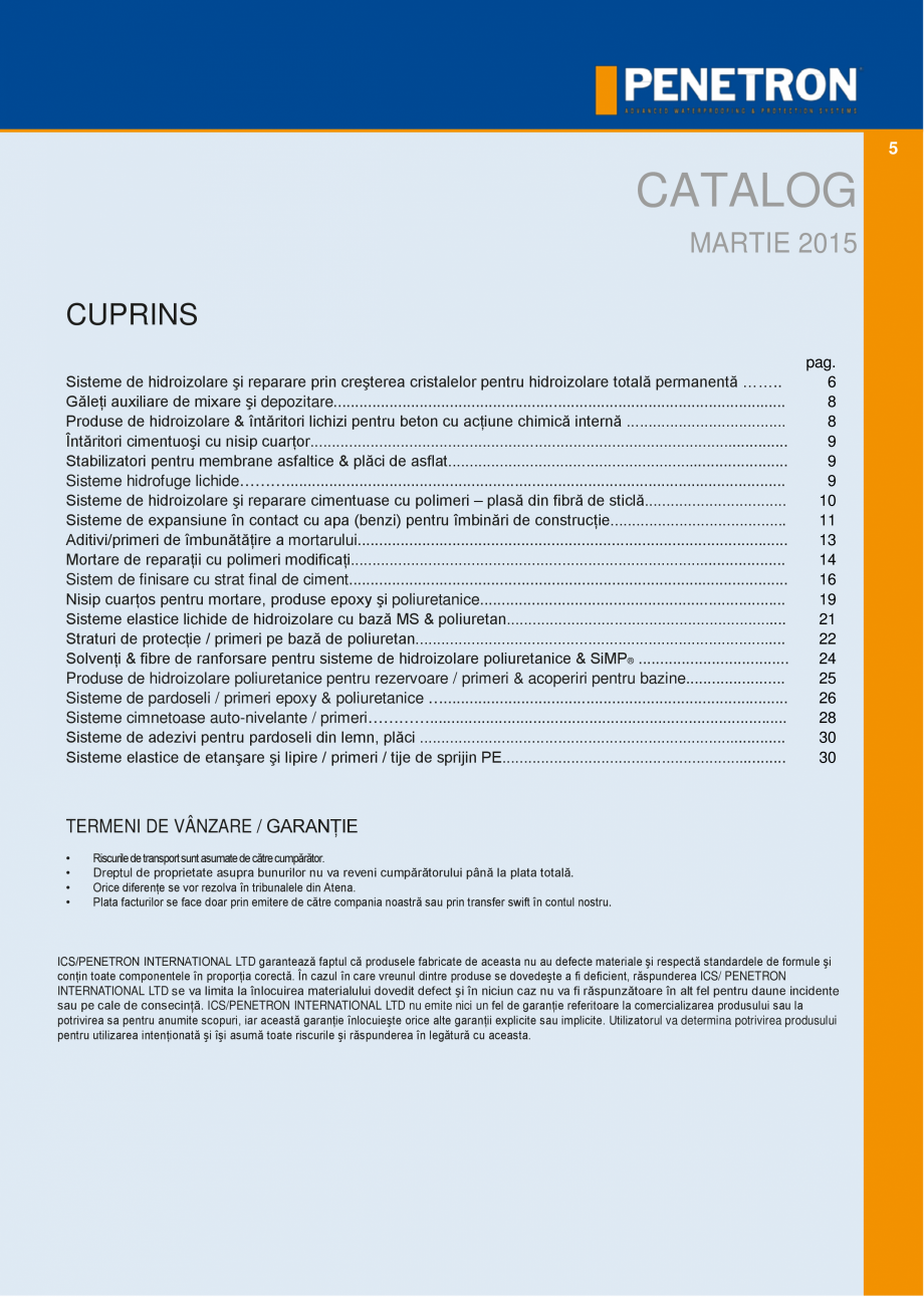 Pagina 4-Sistemul PENETRON pentru impemeabilizarea betonului PENETRON PENETRON ADMIX, PENETRON, PENETRON...