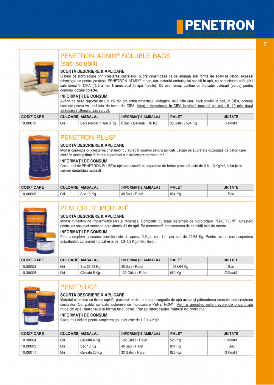Pagina 6-Sistemul PENETRON pentru impemeabilizarea betonului PENETRON PENETRON ADMIX, PENETRON, PENETRON...