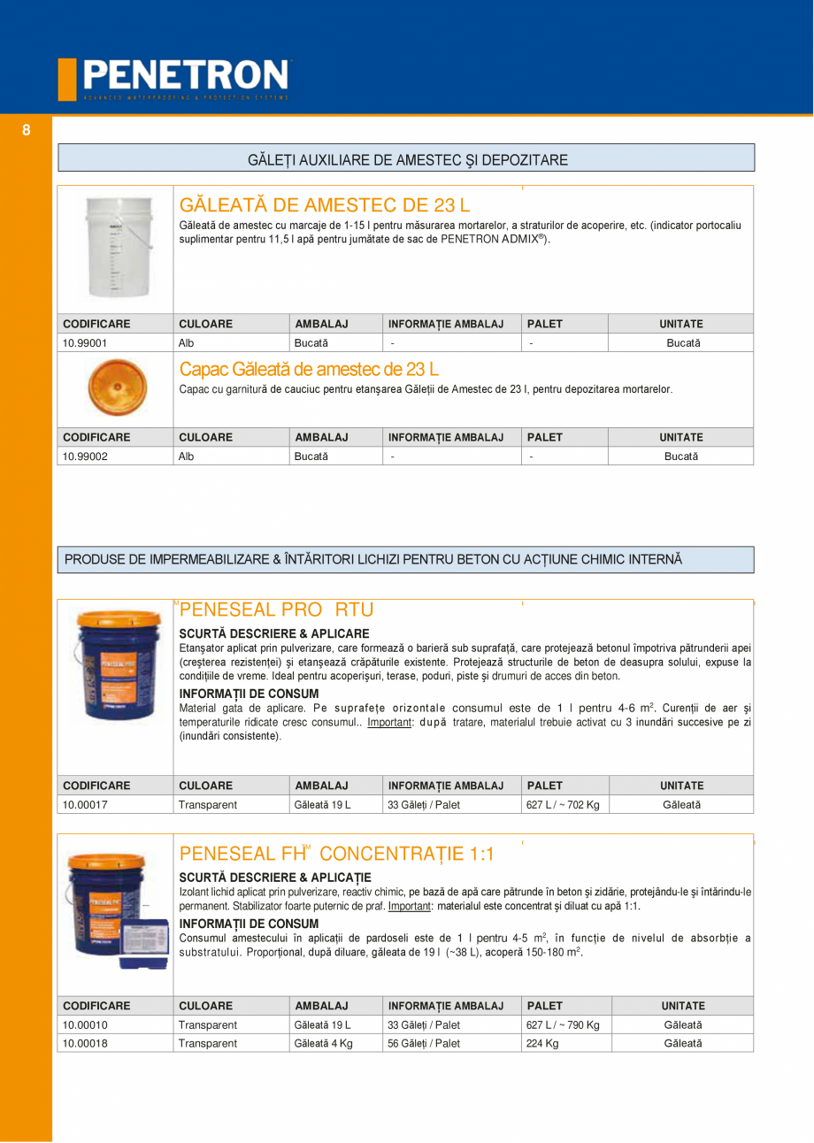 Pagina 7-Sistemul PENETRON pentru impemeabilizarea betonului PENETRON PENETRON ADMIX, PENETRON, PENETRON...