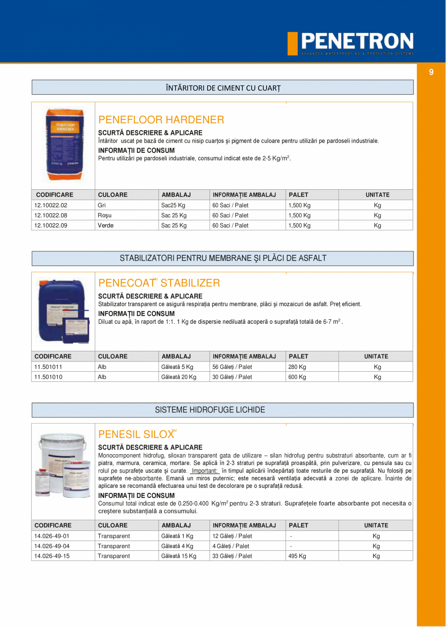 Pagina 8-Sistemul PENETRON pentru impemeabilizarea betonului PENETRON PENETRON ADMIX, PENETRON, PENETRON...