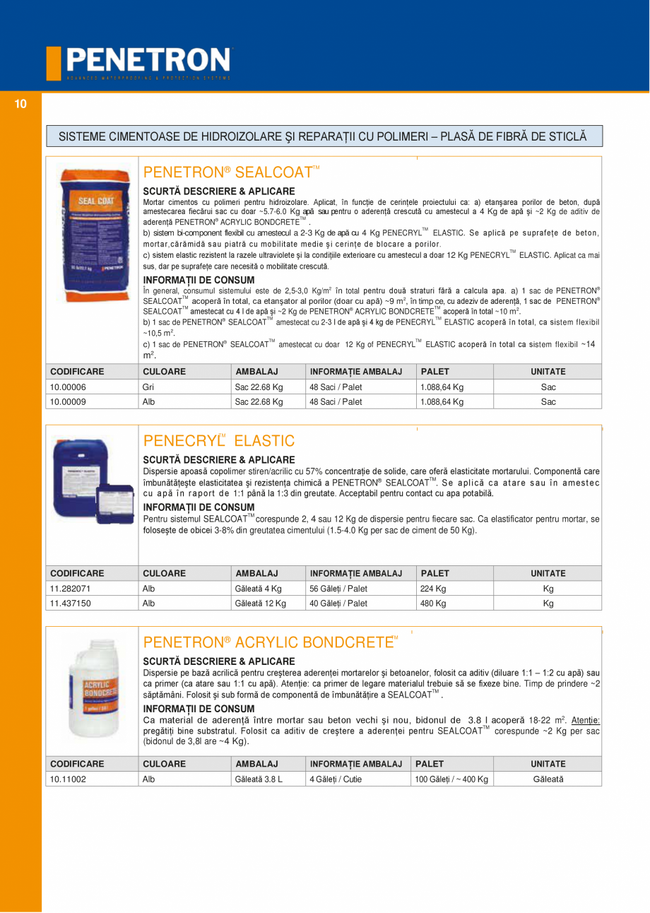 Pagina 9-Sistemul PENETRON pentru impemeabilizarea betonului PENETRON PENETRON ADMIX, PENETRON, PENETRON...