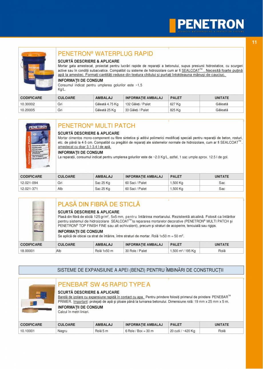 Pagina 10-Sistemul PENETRON pentru impemeabilizarea betonului PENETRON PENETRON ADMIX, PENETRON, PENETRON...