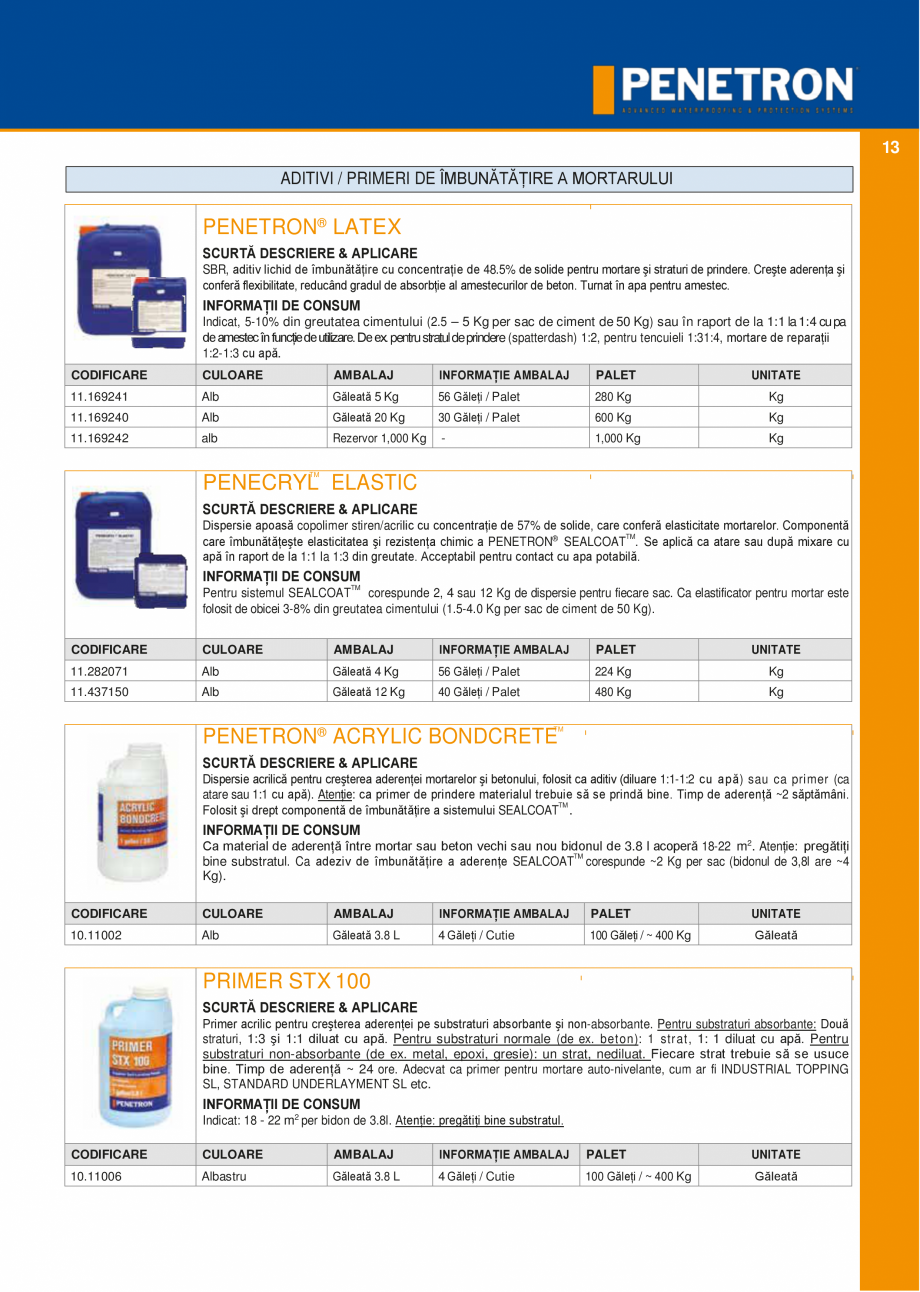 Pagina 12-Sistemul PENETRON pentru impemeabilizarea betonului PENETRON PENETRON ADMIX, PENETRON, PENETRON...