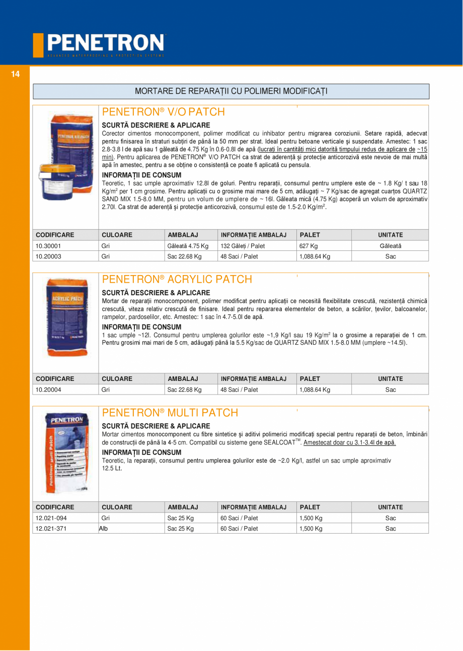 Pagina 13-Sistemul PENETRON pentru impemeabilizarea betonului PENETRON PENETRON ADMIX, PENETRON, PENETRON...