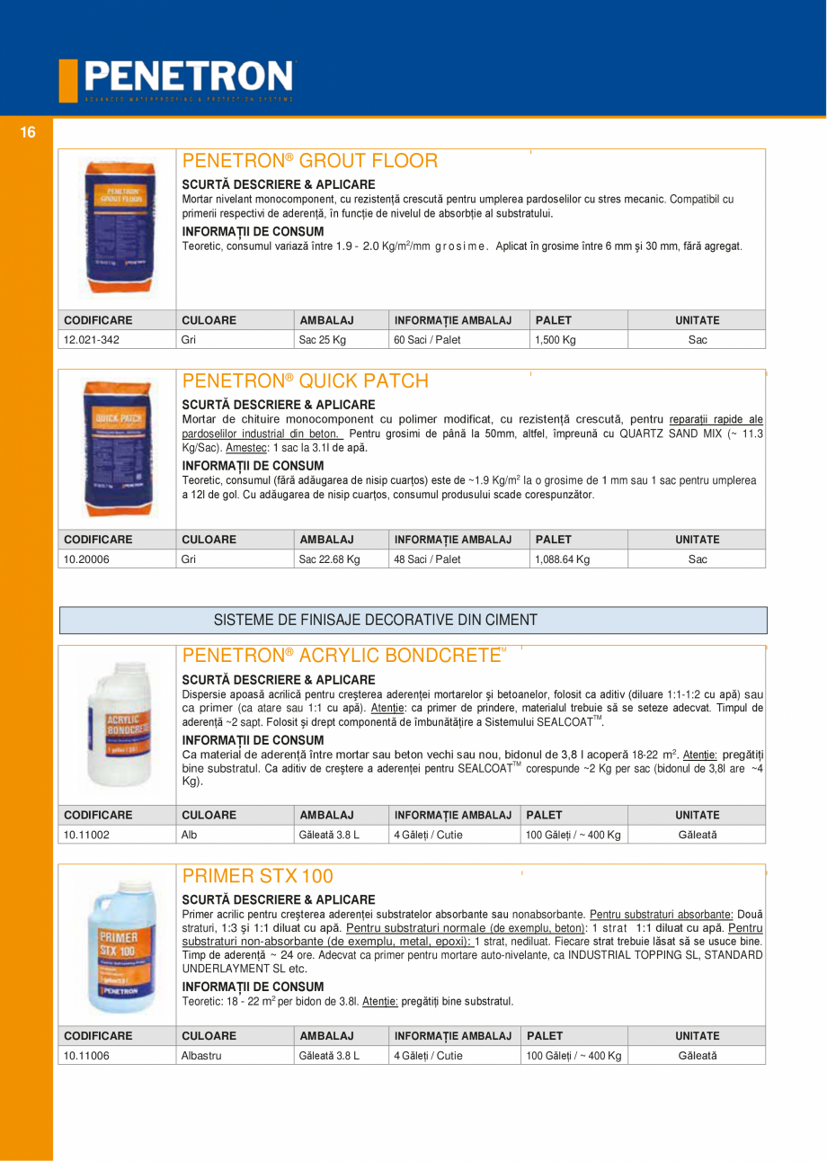 Pagina 15-Sistemul PENETRON pentru impemeabilizarea betonului PENETRON PENETRON ADMIX, PENETRON, PENETRON...