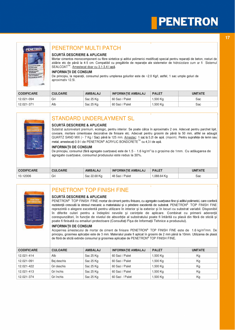 Pagina 16-Sistemul PENETRON pentru impemeabilizarea betonului PENETRON PENETRON ADMIX, PENETRON, PENETRON...