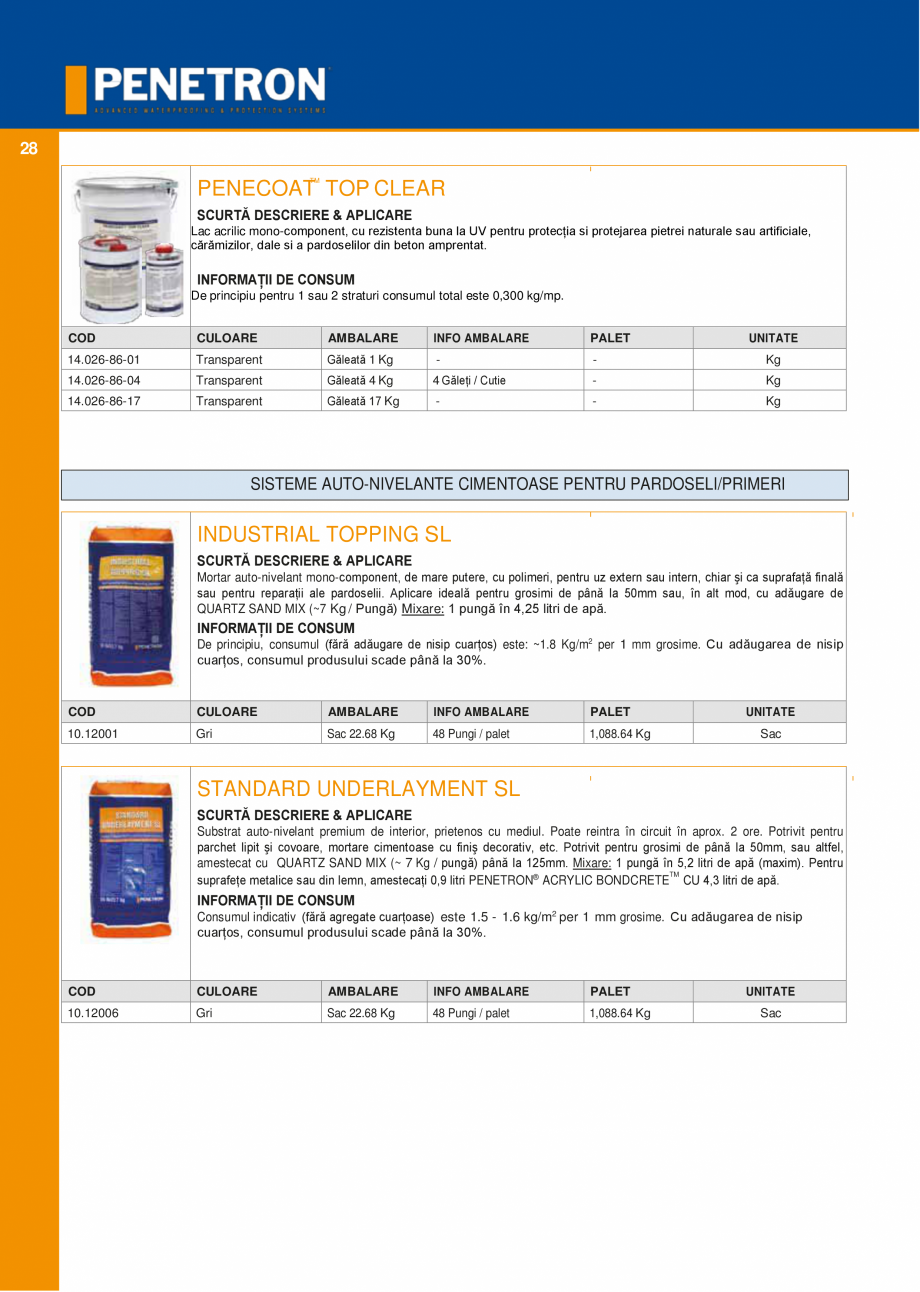 Pagina 27-Sistemul PENETRON pentru impemeabilizarea betonului PENETRON PENETRON ADMIX, PENETRON, PENETRON...
