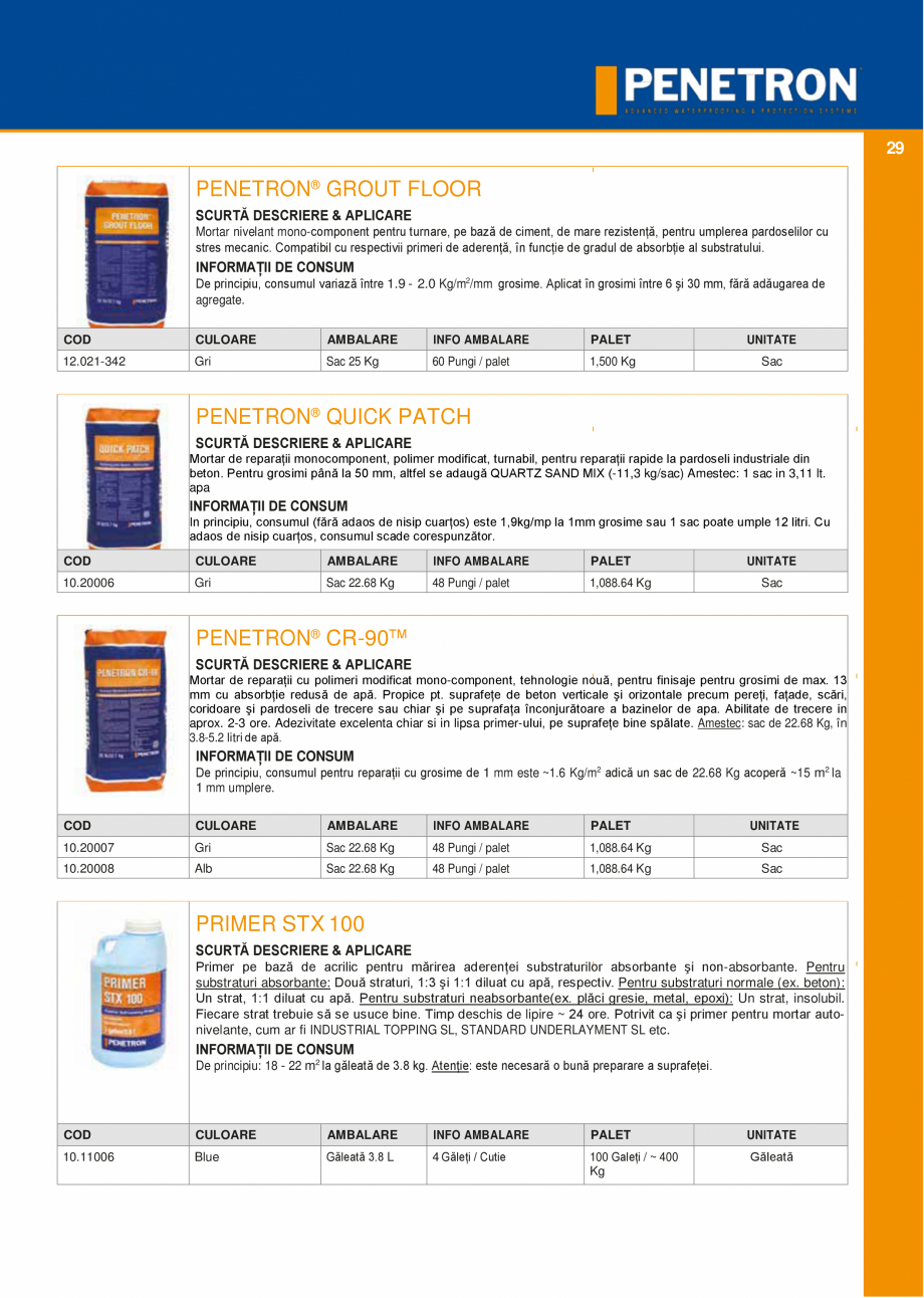 Pagina 28-Sistemul PENETRON pentru impemeabilizarea betonului PENETRON PENETRON ADMIX, PENETRON, PENETRON...