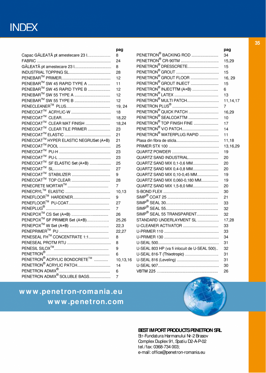 Pagina 34-Sistemul PENETRON pentru impemeabilizarea betonului PENETRON PENETRON ADMIX, PENETRON, PENETRON...