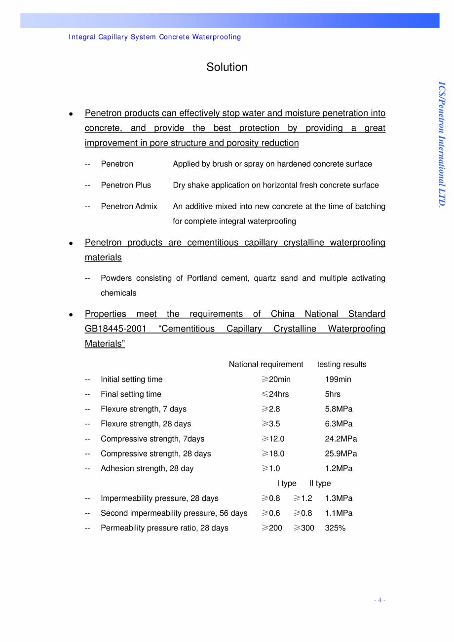 Pagina 4-Proiectul hidroelectric Bakun PENETRON PENETRON, PENETRON ADMIX, PENETRON PLUS Lucrari, proiecte...