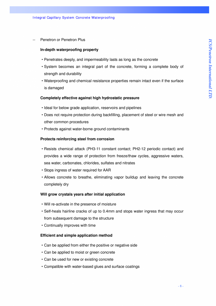 Pagina 8-Proiectul hidroelectric Bakun PENETRON PENETRON, PENETRON ADMIX, PENETRON PLUS Lucrari, proiecte...