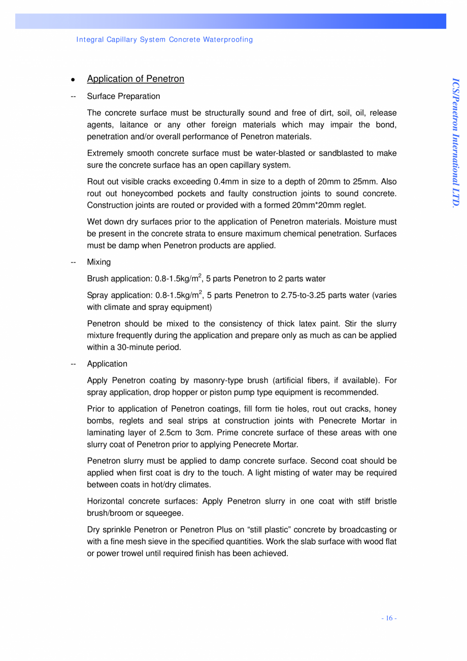 Pagina 16-Proiectul hidroelectric Bakun PENETRON PENETRON, PENETRON ADMIX, PENETRON PLUS Lucrari, proiecte...