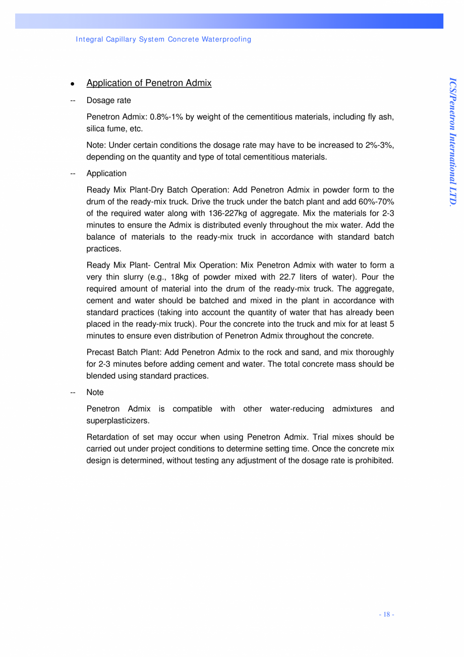 Pagina 18-Proiectul hidroelectric Bakun PENETRON PENETRON, PENETRON ADMIX, PENETRON PLUS Lucrari, proiecte...