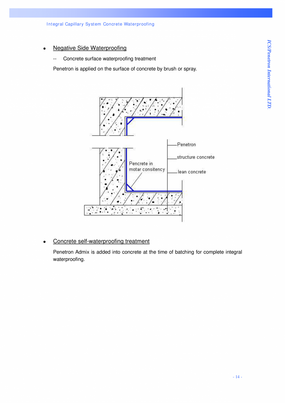 Pagina 14-Structuri de fundatii PENETRON PENETRON PLUS, PENETRON ADMIX, PENETRON Catalog, brosura Engleza...
