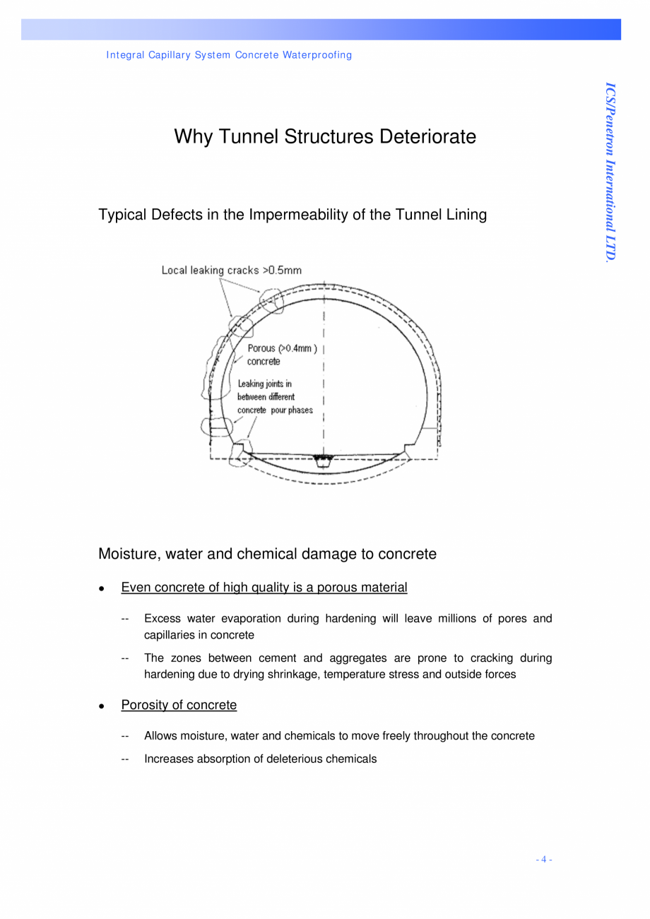Pagina 4 - Tipuri de tunele si metode de constructie PENETRON PENETRON, PENETRON ADMIX, PENETRON...
