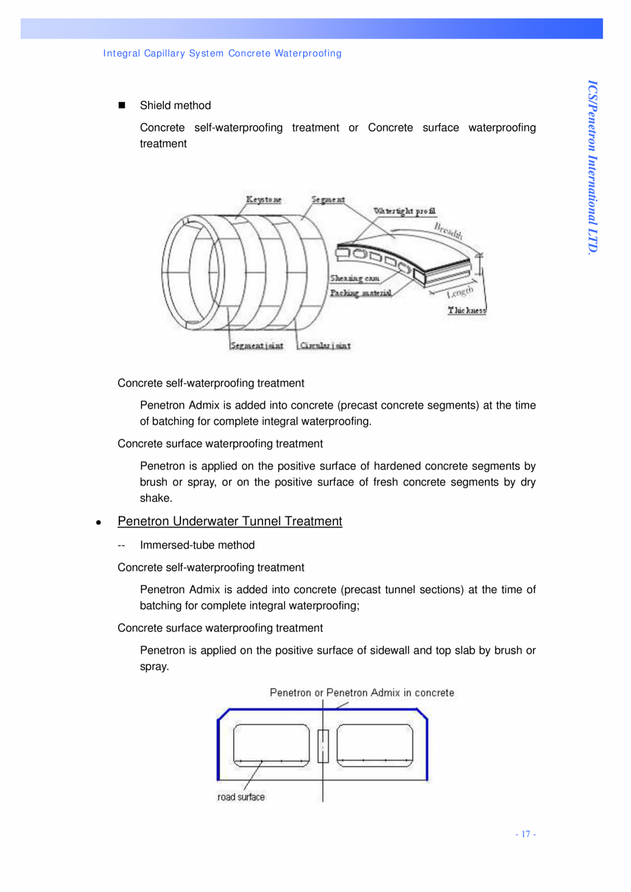 Pagina 17 - Tipuri de tunele si metode de constructie PENETRON PENETRON, PENETRON ADMIX, PENETRON...