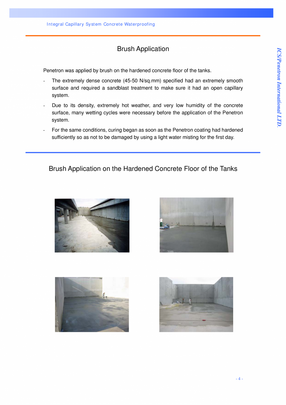 Pagina 4-Statie de epurare a apei - Milano, Italia PENETRON PENECRETE MORTAR, PENETRON Lucrari, proiecte...