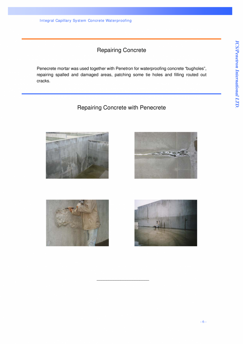 Pagina 6-Statie de epurare a apei - Milano, Italia PENETRON PENECRETE MORTAR, PENETRON Lucrari, proiecte ity ...