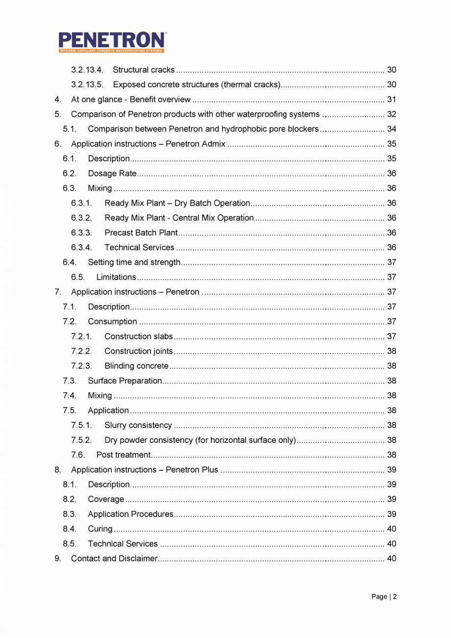 Pagina 3 - Avantajele sistemului de impermeabilizare integrala  a betonului Penetron PENETRON...