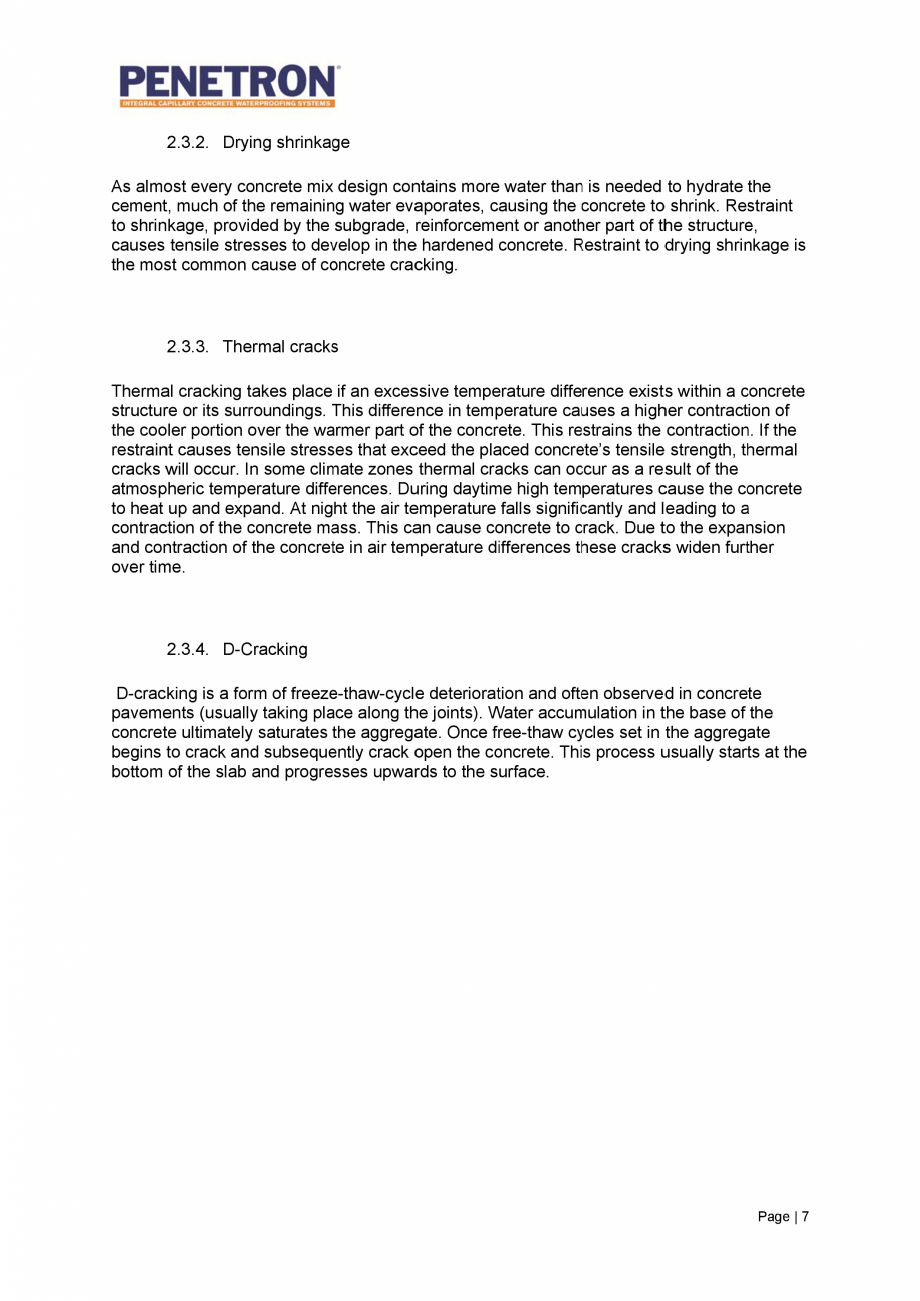 Pagina 8 - Avantajele sistemului de impermeabilizare integrala  a betonului Penetron PENETRON...