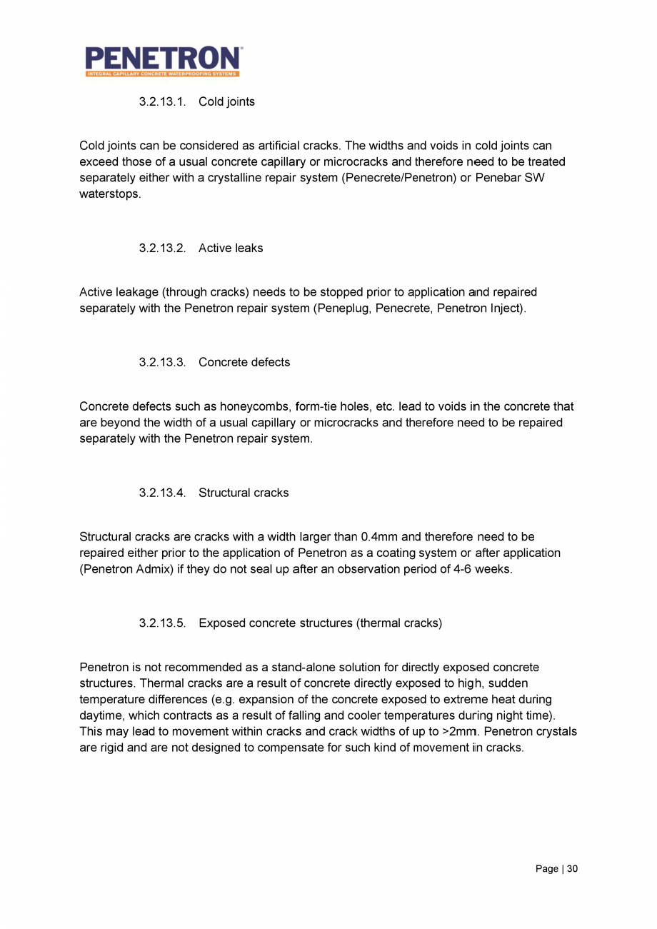 Pagina 31-Avantajele sistemului de impermeabilizare integrala  a betonului Penetron PENETRON PENETRON ADMIX,...