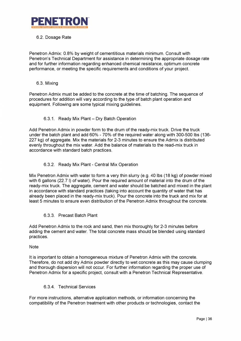 Pagina 37-Avantajele sistemului de impermeabilizare integrala  a betonului Penetron PENETRON PENETRON ADMIX,...