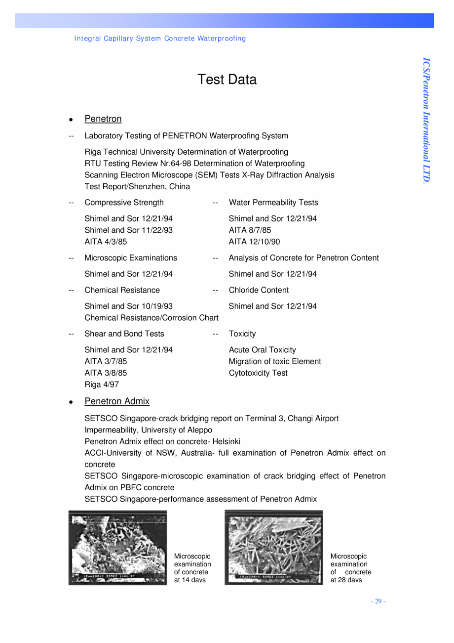 Pagina 29 - Structuri poduri PENETRON PENETRON, PENETRON ADMIX, PENETRON PLUS Catalog, brosura...