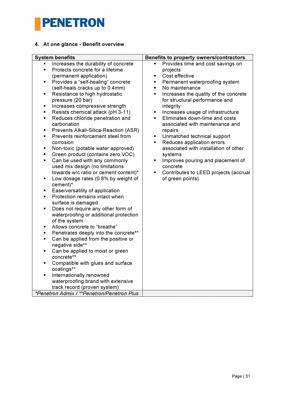 Pagina 32-Impermeabilizarea podurilor si a puntilor de pod PENETRON PENETRON, PENETRON ADMIX Catalog, brosura ...